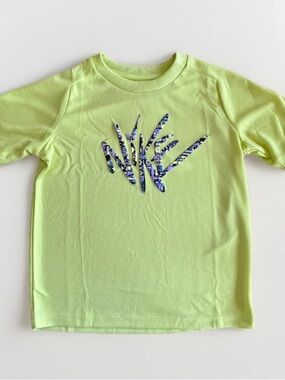 Nike Neon Yellow DRI-FIT Athletic Tee with Multi-Color Graphic Size 4T